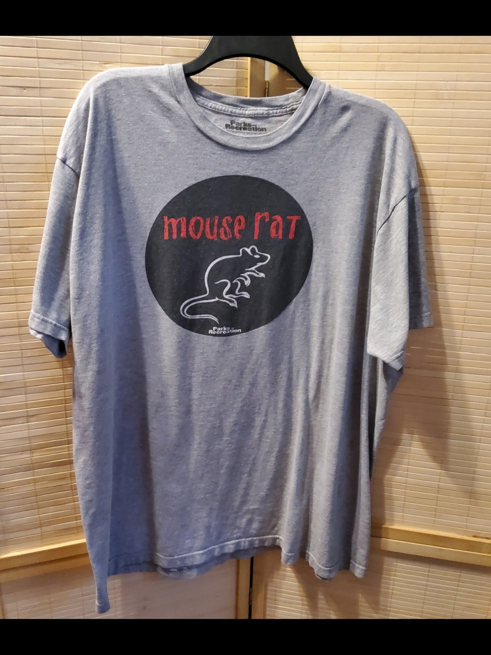 Parks and Recreation-Mouse Rat Graphic Short Sleeve Tee - Gray